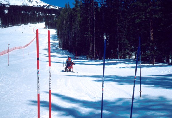 Kevan Leycraft nearing the finish line... Lake Louise, Alberta. Spring, 1991.