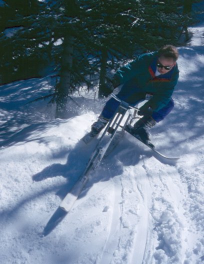 We don't call him "Wild Ed" for nothing. Lake Louise, April, 2000.